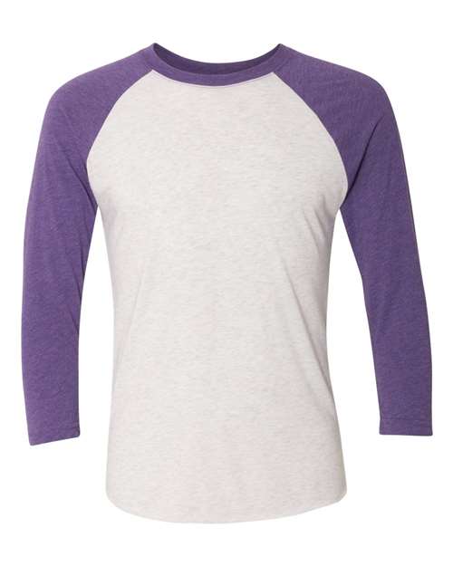 Next Level 6051 Purple Rush Sleeves/ Heather White Body