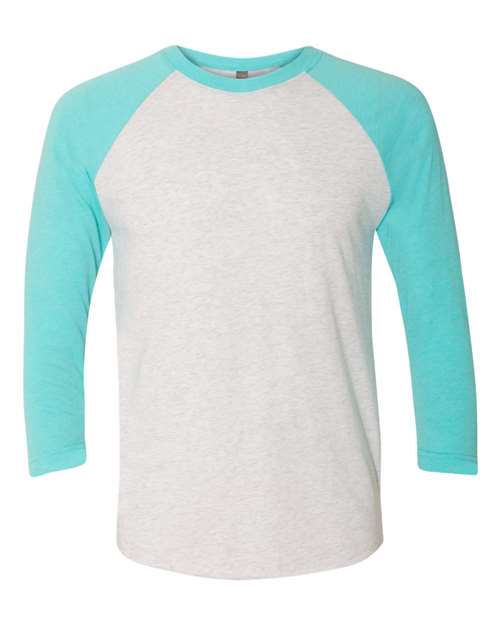 Next Level 6051 Tahiti Blue Sleeves/ Heather White Body