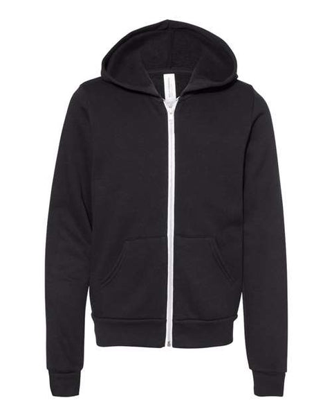 BELLA + CANVAS 3739Y — Youth Sponge Fleece Full-Zip Hoodie Sweatshirt